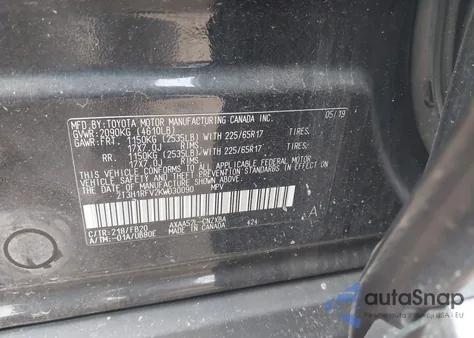 2019 Toyota Rav4 Le z USA, uszkodzony, nr VIN 2T3H1RFV2KW030090